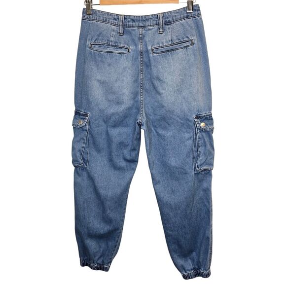 Forever 21 Distressed Cargo Jeans Women’s 27 Medium Wash High Rise Jogger Pants - Picture 10 of 16